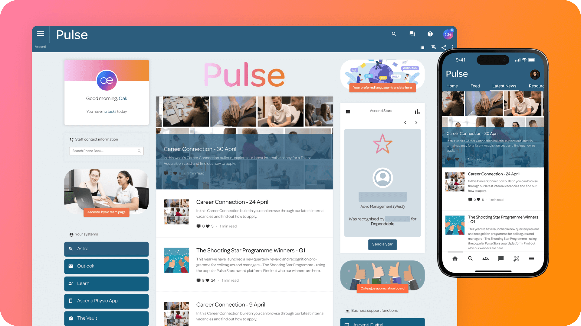 Ascenti intranet homepage