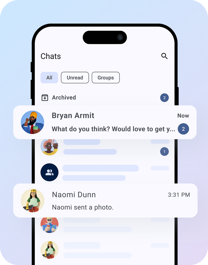 Oak messenger chat list