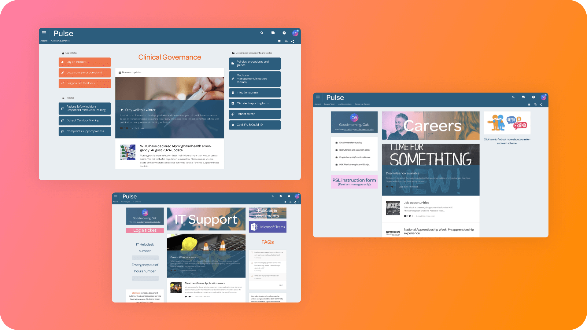 Ascenti intranet department pages