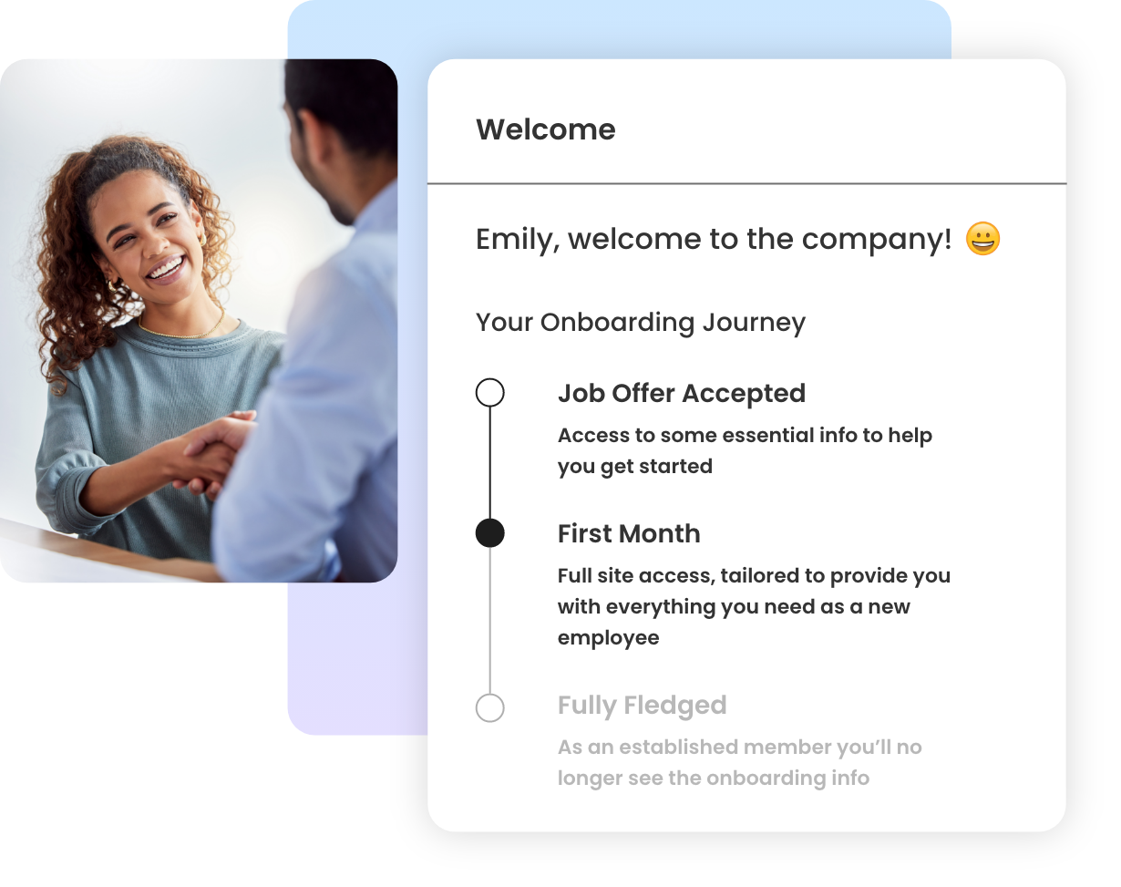 Image showing an onboarding journey, welcoming someone to the company