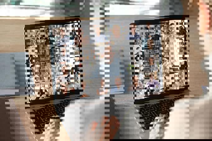 A virtual event hosted over video chat, connecting several employees