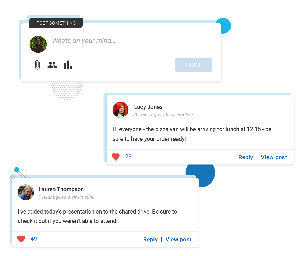 Image shows Oak Engage social feed