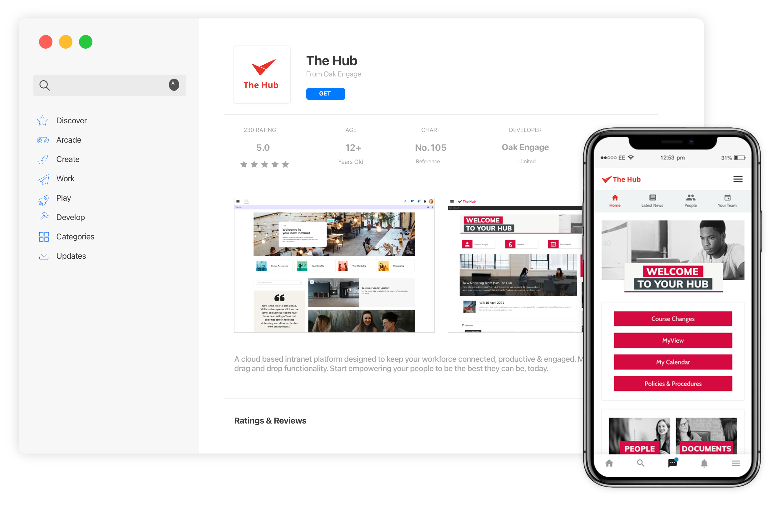 Screenshot of Oak Intranet Mobile App