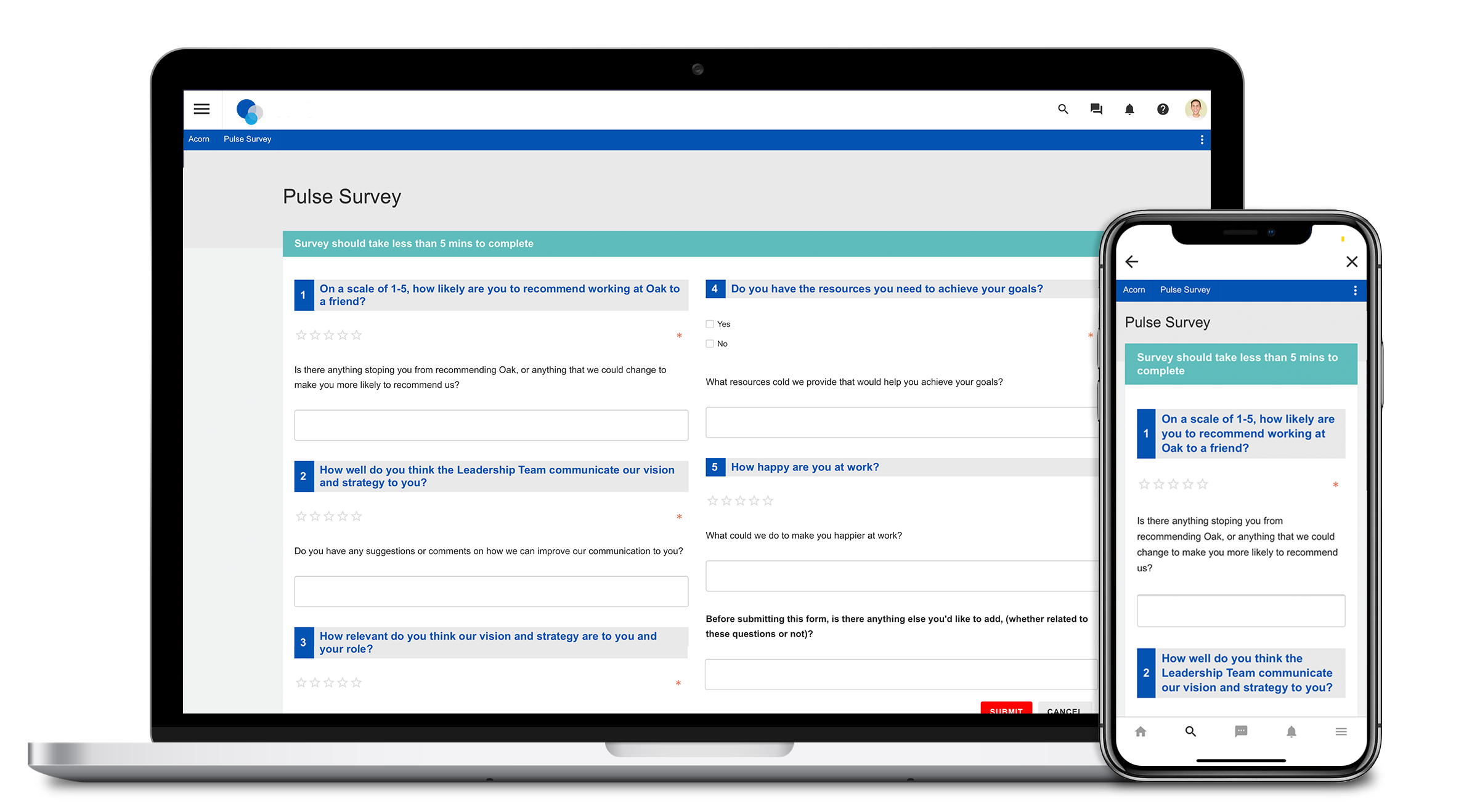 Pulse Surveys measuring employee engagement